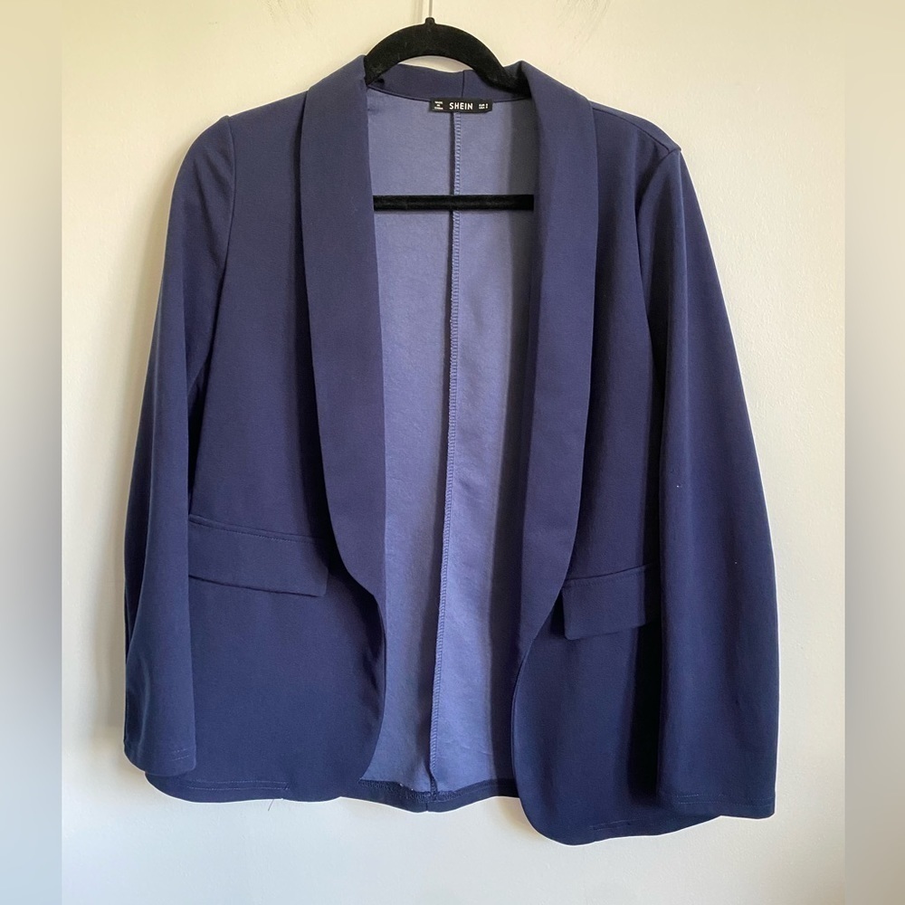 SHEIN Open Front Lightweight Blazer Jacket • Navy Blue • S Small